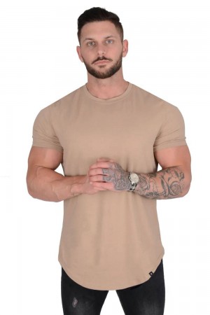 Beige Young LA 402 Perfect Tee - Scallop Bottom NZ | 7521983-JM