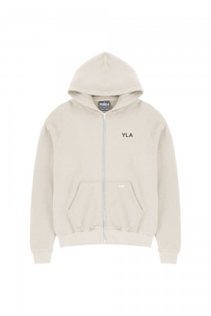 Beige Young LA 515 Monarch Zip-Up Hoodie NZ | 4629137-AO