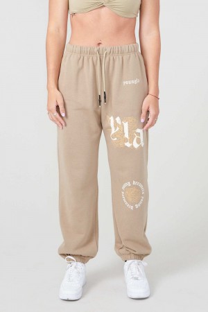 Beige Young LA W224 Rose Joggers NZ | 9587613-SE