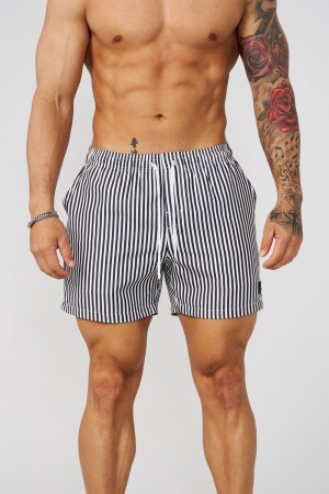 Black Young LA 1056 - Striped Swim Shorts NZ | 0649123-QN