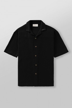 Black Young LA 4036 - Crochet Shirts NZ | 7296304-KB