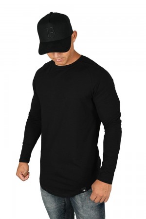 Black Young LA 410 Perfect Raglan Long Sleeve Shirts NZ | 8697420-PD