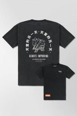 Black Young LA 449 Washed Drip Tees NZ | 9425031-TR