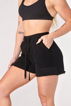 Black Young LA W114 Reversed Terry Shorts NZ | 1029658-QE