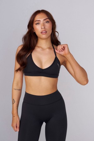 Black Young LA W335 - Urban V-Neck Bra NZ | 5821976-TK