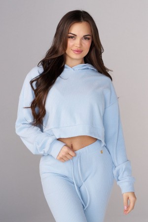 Blue Young LA W545 Ava Crop Hoodie NZ | 0154792-WD