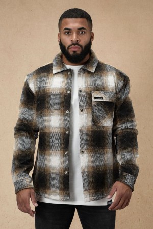 Brown Black Young LA 556 High Profile Flannel Jacket NZ | 7136098-LN