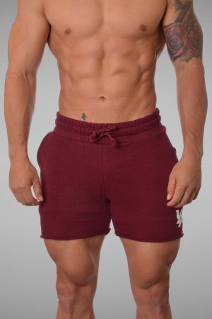 Burgundy Young LA 102 Bodybuilding French Terry Shorts NZ | 8592406-CG