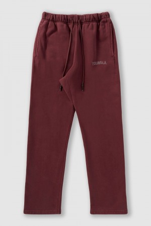 Burgundy Young LA 2078 - Minimal No Cuff Joggers NZ | 6354720-GT