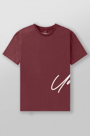 Burgundy Young LA 462 - Side Signature Tees NZ | 1397205-IC