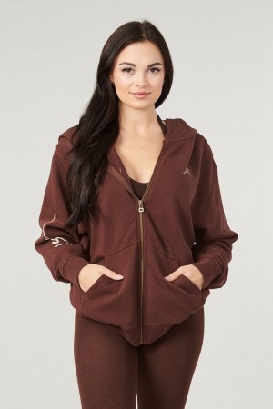 Burgundy Young LA W519 - Emblem Zip Up Hoodie NZ | 8253760-GA