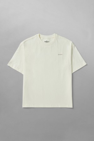 Cream Young LA 436 Stamped Tees NZ | 2461385-UB