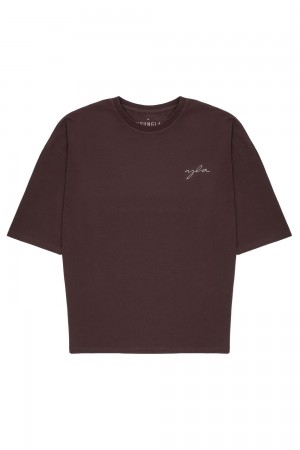 Dark Brown Young LA 464 Skyline Super Sized Tees NZ | 7850941-GX