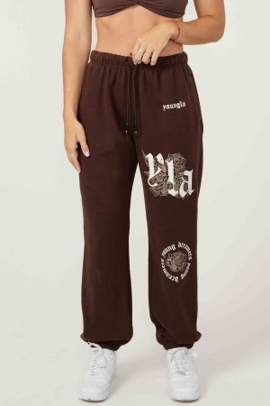 Dark Brown Young LA W224 Rose Joggers NZ | 5391064-OA