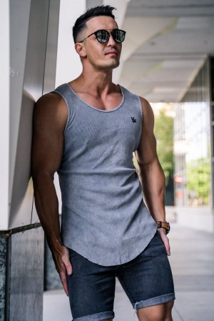 Grey Young LA 314 Scoop Bottom Ribbed Tank NZ | 0651394-VO