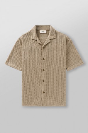 Khaki Young LA 4036 - Crochet Shirts NZ | 0945672-YV