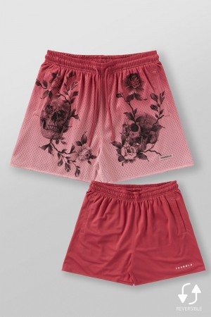 Red Young LA 1111 - Skulls & Roses Reversible Shorts NZ | 8745162-GK