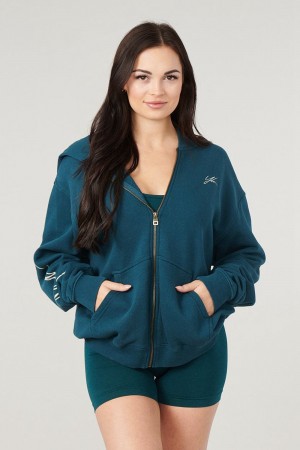 Teal Young LA W519 - Emblem Zip Up Hoodie NZ | 6503724-PF