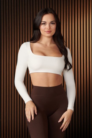 White Young LA W336 - Curve Long Sleeve Sports Bra NZ | 3096148-SF