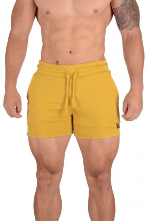 Yellow Young LA 102 Bodybuilding French Terry Shorts NZ | 2560378-MH