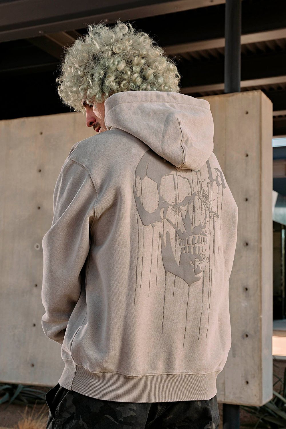 Beige Young LA 551 - Drippy Skull Hoodie NZ | 6749231-KW