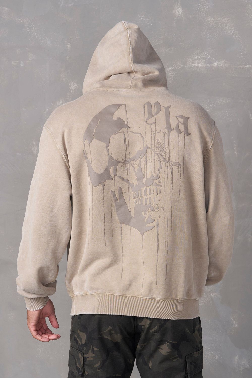 Beige Young LA 551 - Drippy Skull Hoodie NZ | 6749231-KW