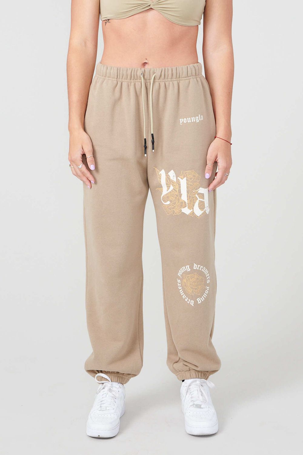 Beige Young LA W224 Rose Joggers NZ | 9587613-SE