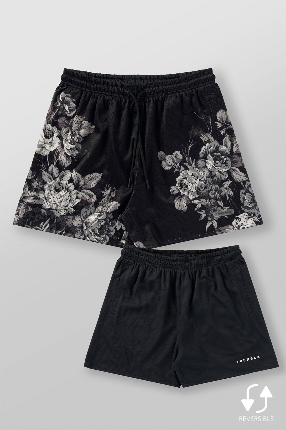 Black Young LA 1111 - Skulls & Roses Reversible Shorts NZ | 5731094-NG