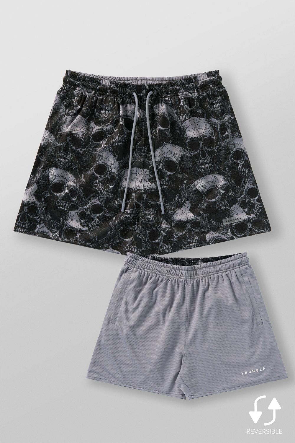 Black Young LA 1111 - Skulls & Roses Reversible Shorts NZ | 0923416-HI