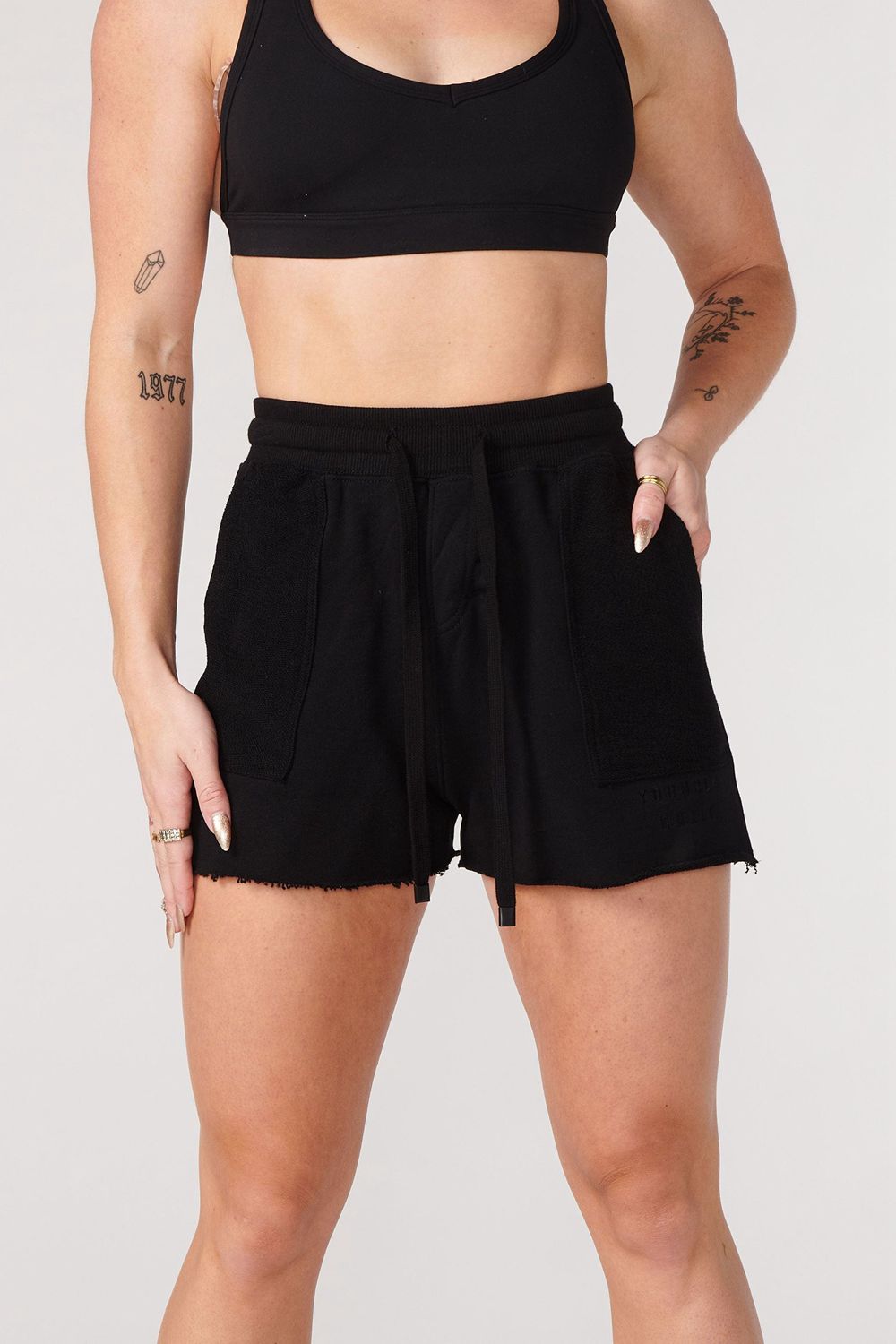 Black Young LA W114 Reversed Terry Shorts NZ | 1029658-QE