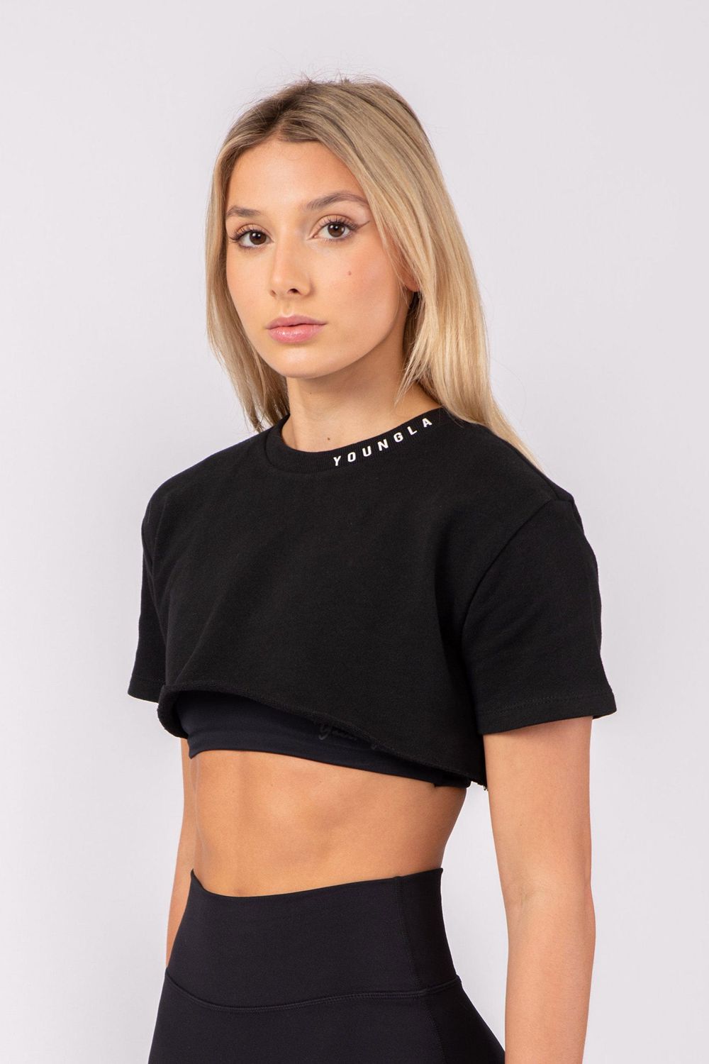 Black Young LA W407 Super Cropped Tee NZ | 4806729-WS