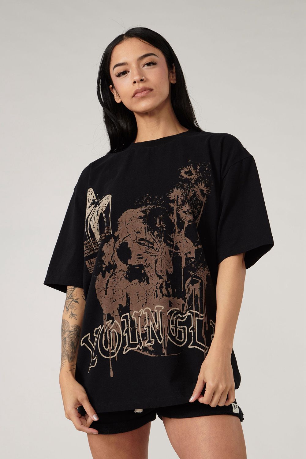 Black Young LA W427 Phantom Oversized Tees NZ | 1625874-IN