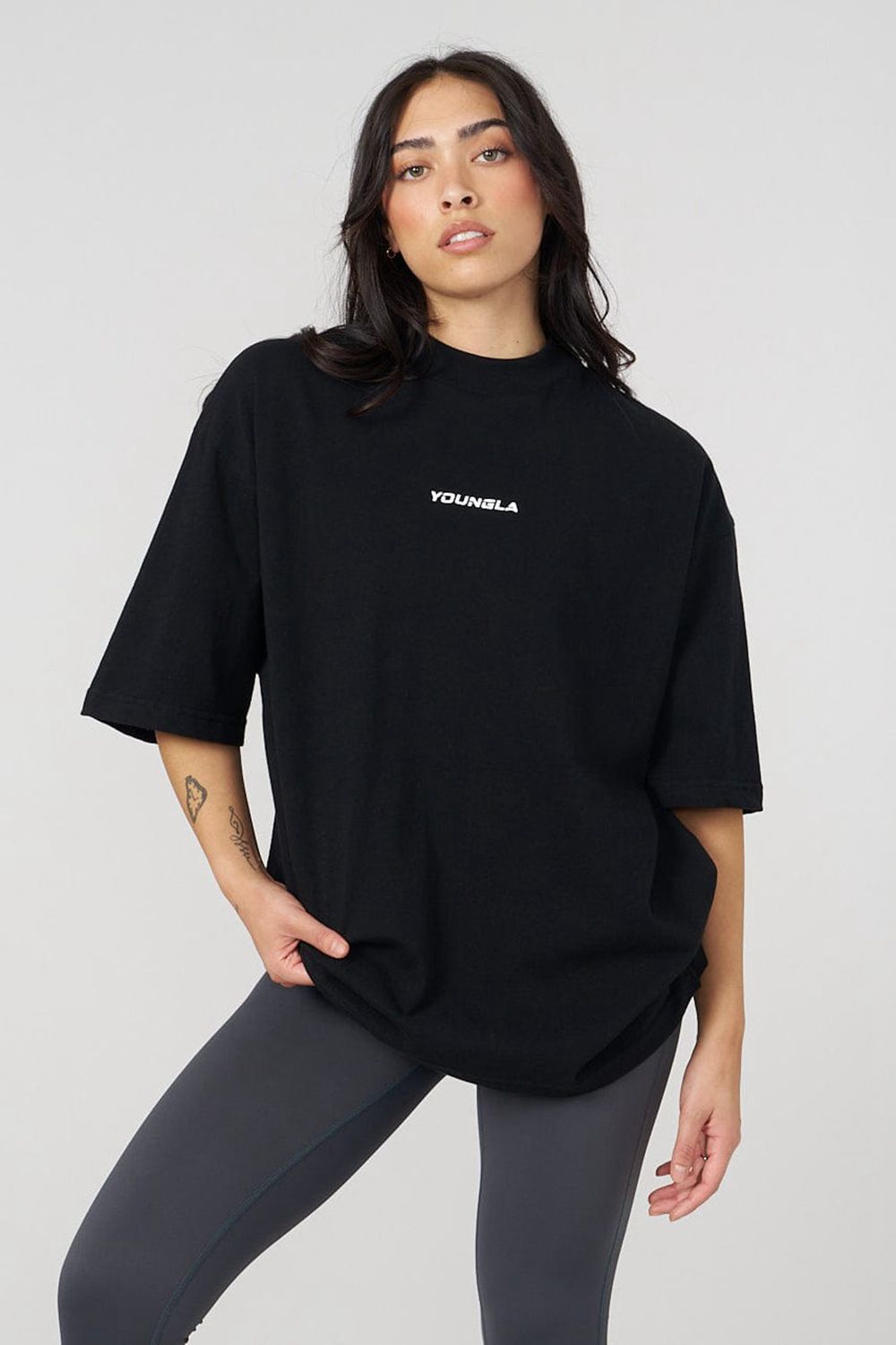 Black Young LA W440 Digital Oversized Tee NZ | 6792415-JB