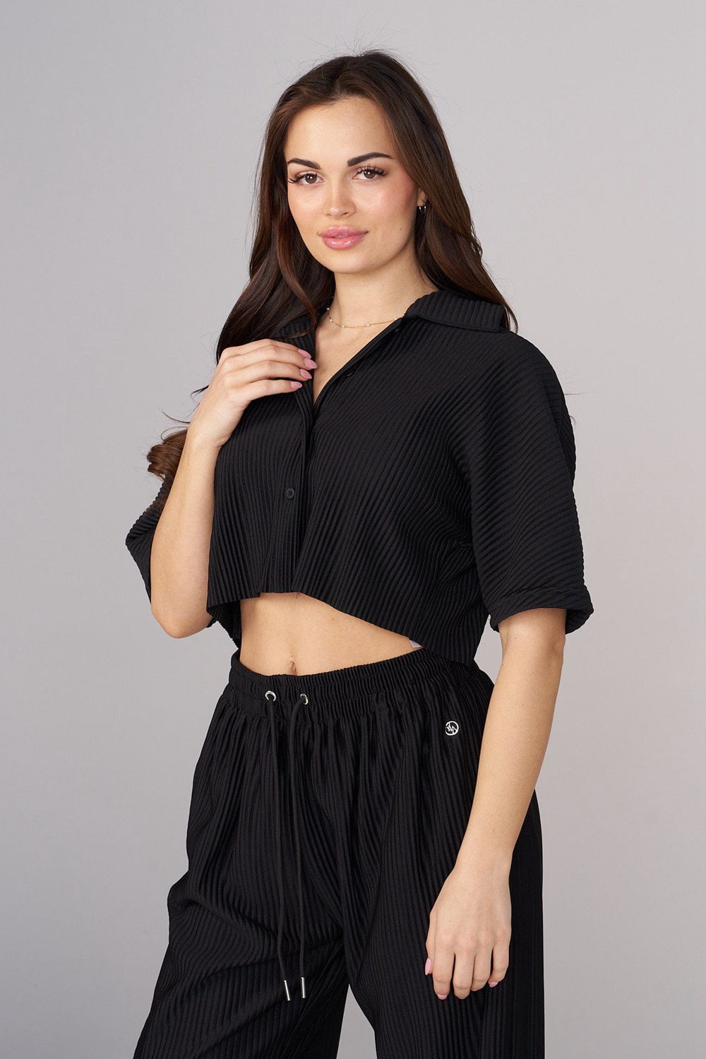 Black Young LA W444 Aria Pleated Top NZ | 4513027-BH