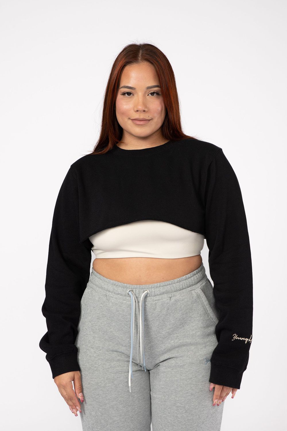 Black Young LA W501 Super Crop Sweater NZ | 3246981-HA