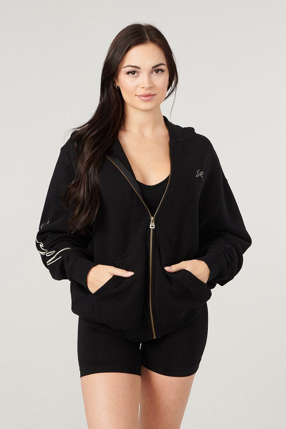 Black Young LA W519 - Emblem Zip Up Hoodie NZ | 3016847-IU