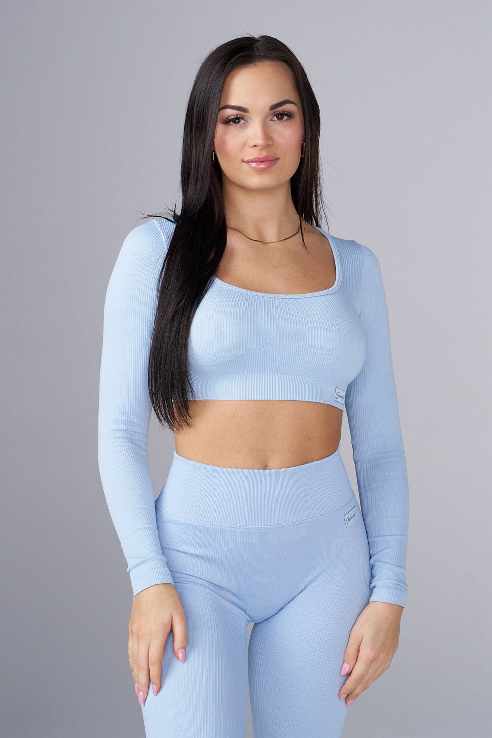 Blue Young LA W449 Ribbed Seamless Longsleeve Crop NZ | 5907368-SX