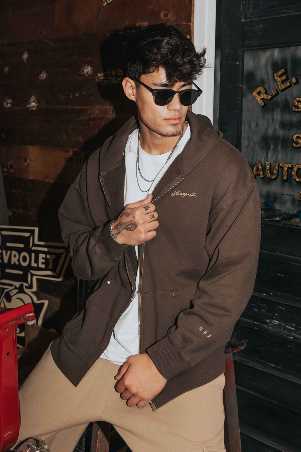 Brown Young LA 546 Rivet Zipup Hoodies NZ | 7201539-DP