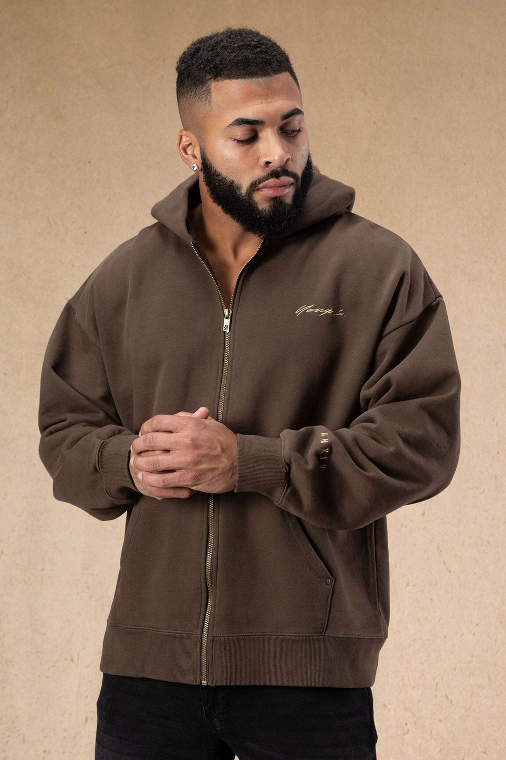 Brown Young LA 546 Rivet Zipup Hoodies NZ | 7201539-DP