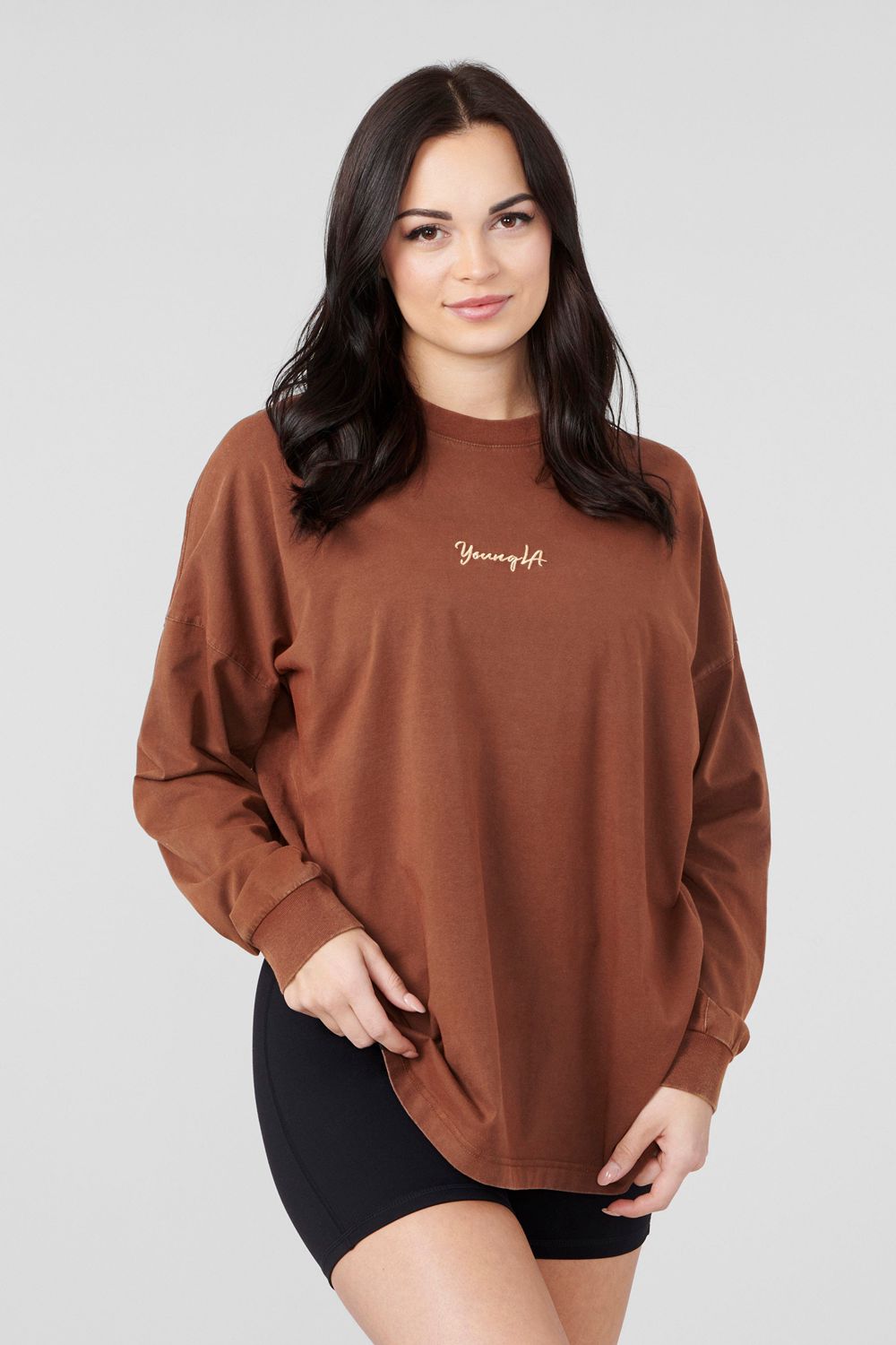 Brown Young LA W416 Retro Long Sleeve Fall 23 NZ | 7031846-UB