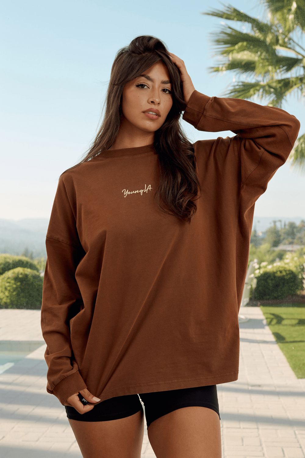 Brown Young LA W416 Retro Long Sleeve Fall 23 NZ | 7031846-UB