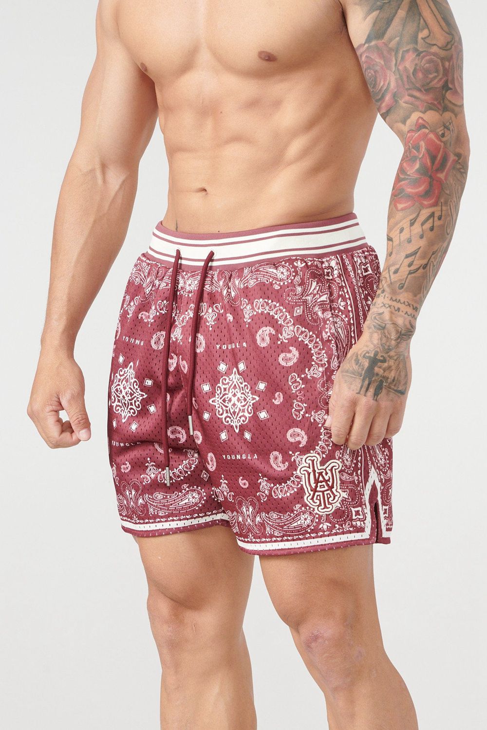 Burgundy Young LA 132 Infamous Bandana Shorts NZ | 8320195-BH