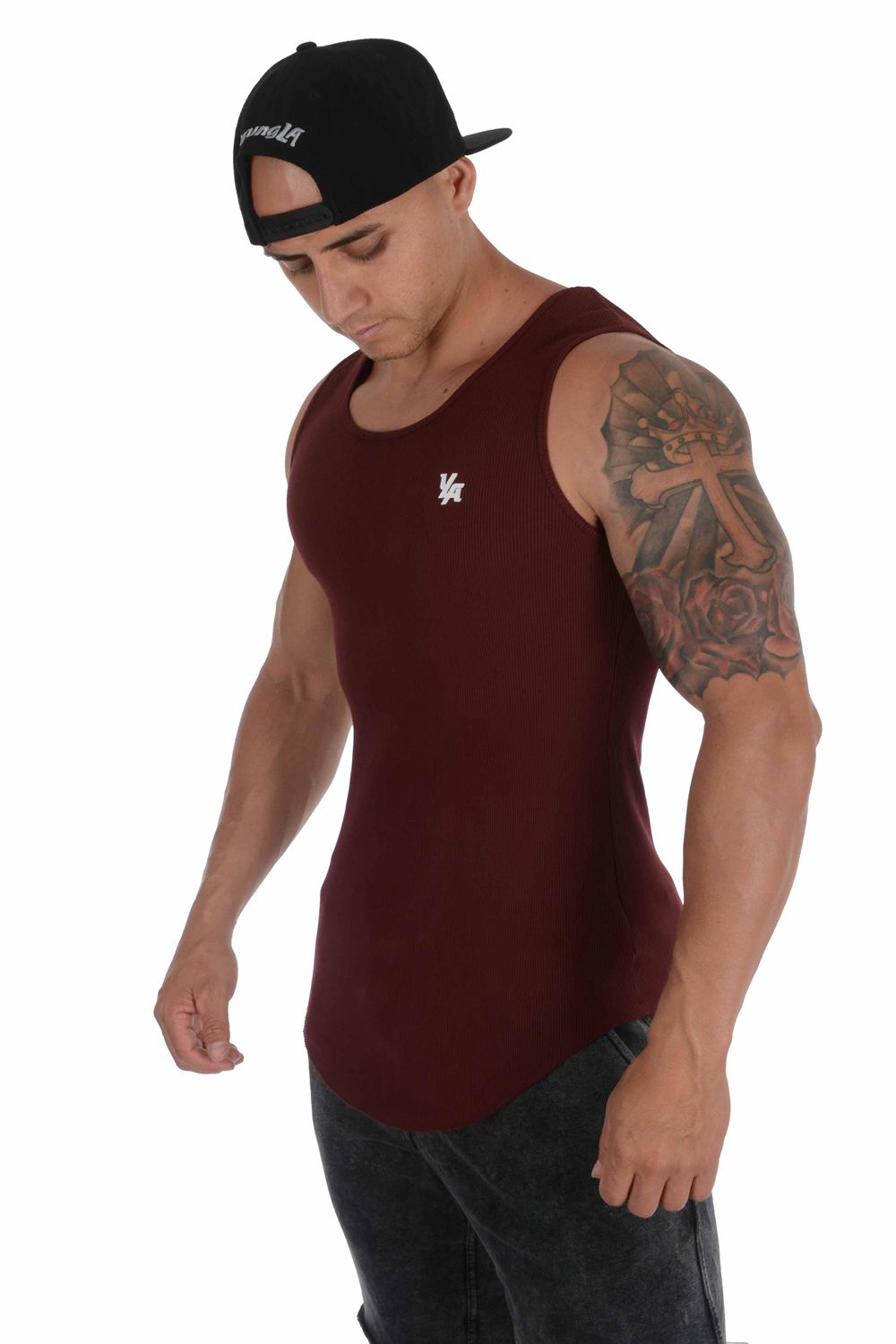 Burgundy Young LA 314 Scoop Bottom Ribbed Tank NZ | 1752046-US