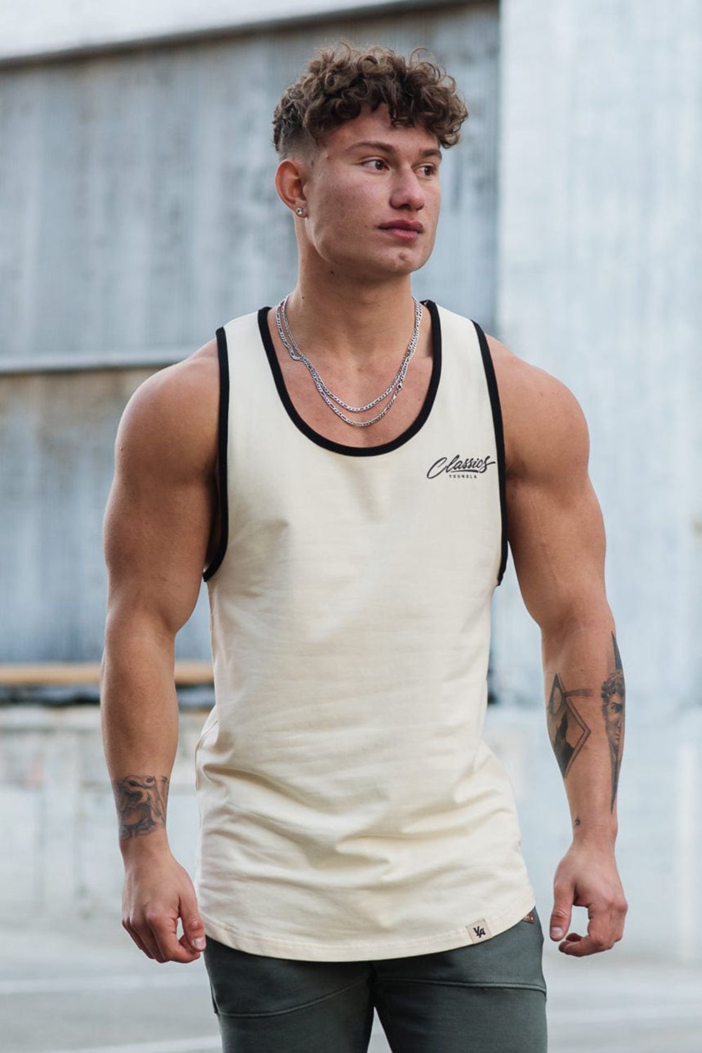 Cream Young LA 324 Classics Stringer Tank NZ | 1382746-SI