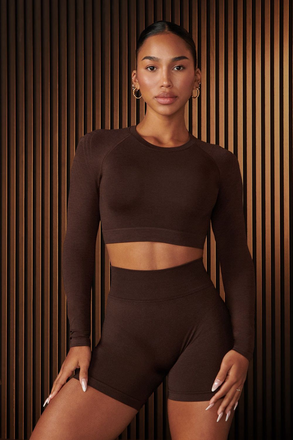 Dark Brown Young LA W430 - Curve Seamless Long Sleeve NZ | 7541290-GH