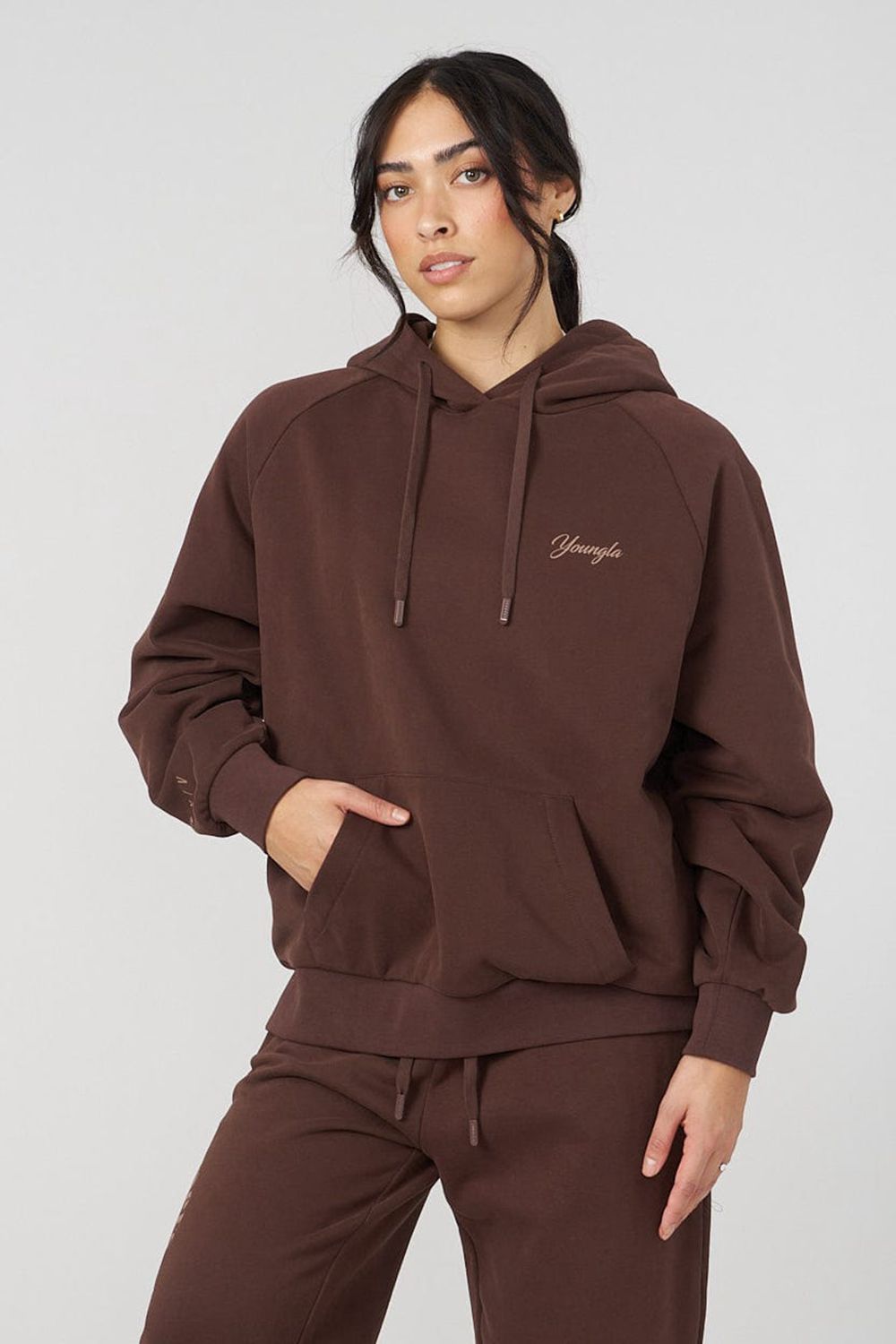 Dark Brown Young LA W516 Revolve Hoodie NZ | 1286475-FB