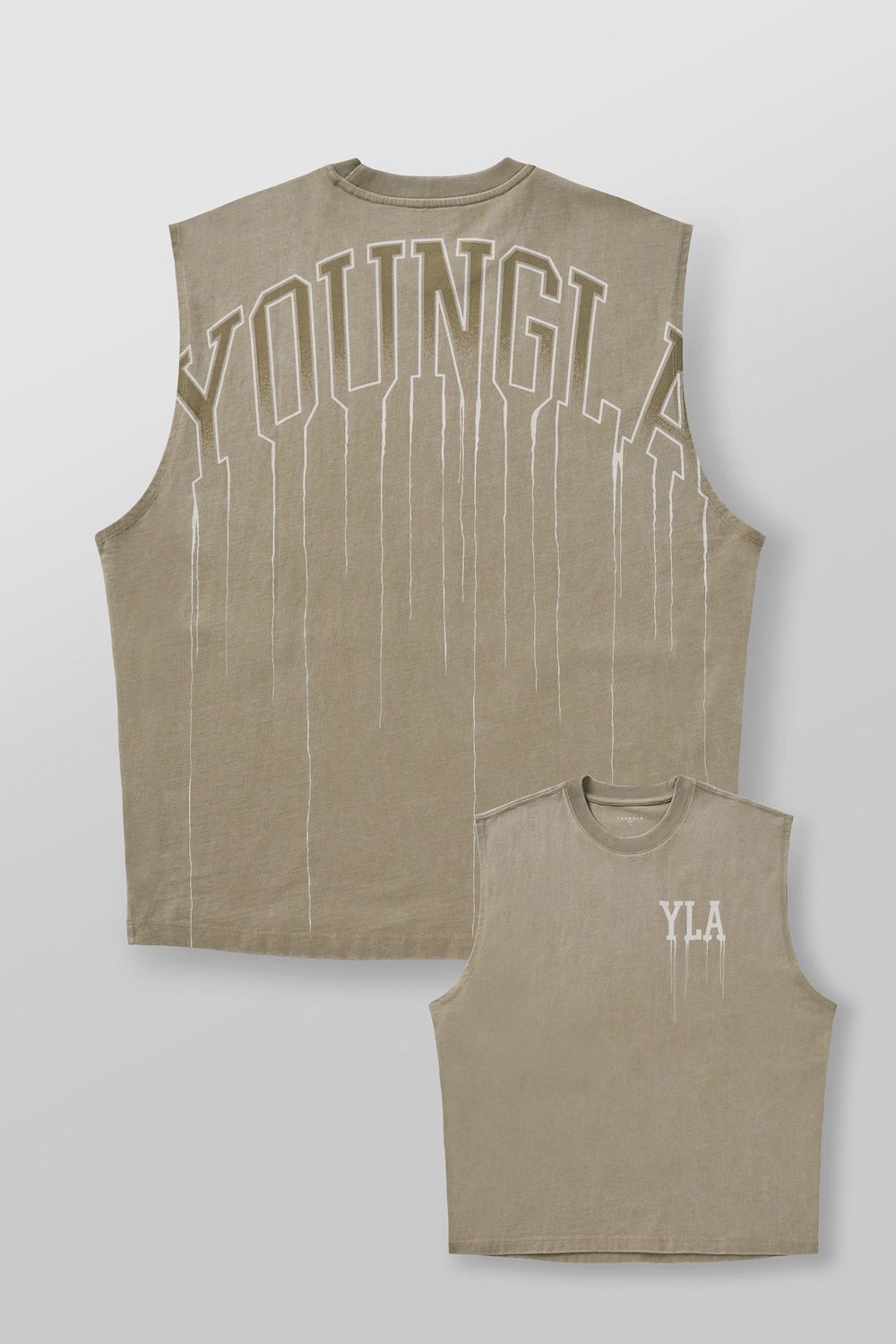 Khaki Young LA 3031 - Drip Muscle Tanks NZ | 3468921-SN