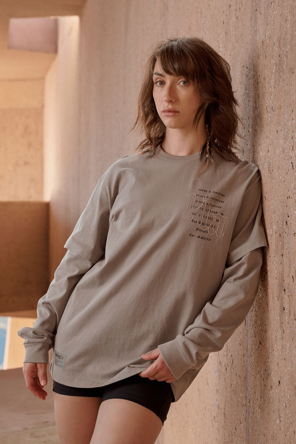 Light Grey Young LA W437 - Urban Layer Tee NZ | 9027164-IB