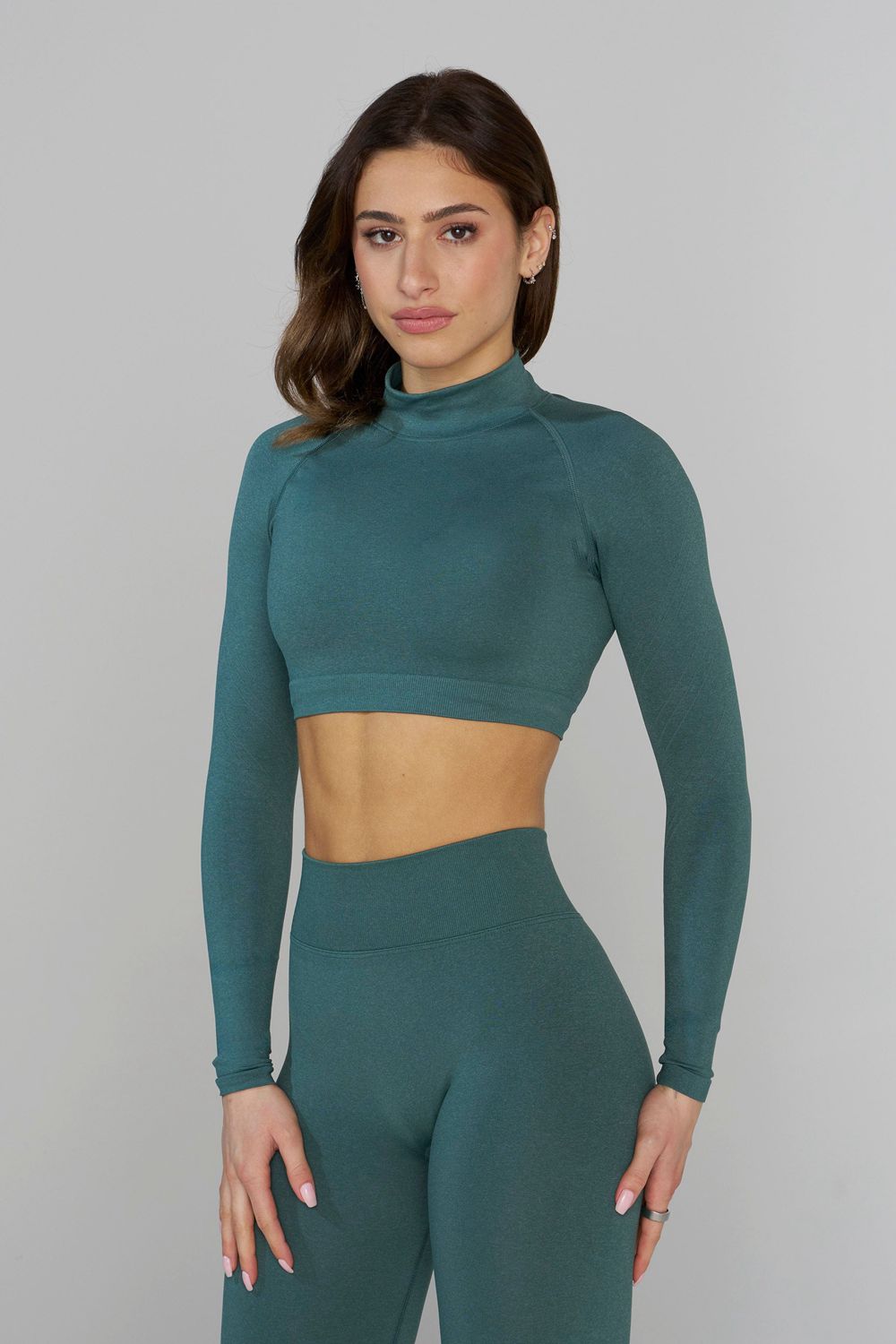 Teal Young LA W445 Seamless Curve Longsleeve Crop NZ | 1980435-UI