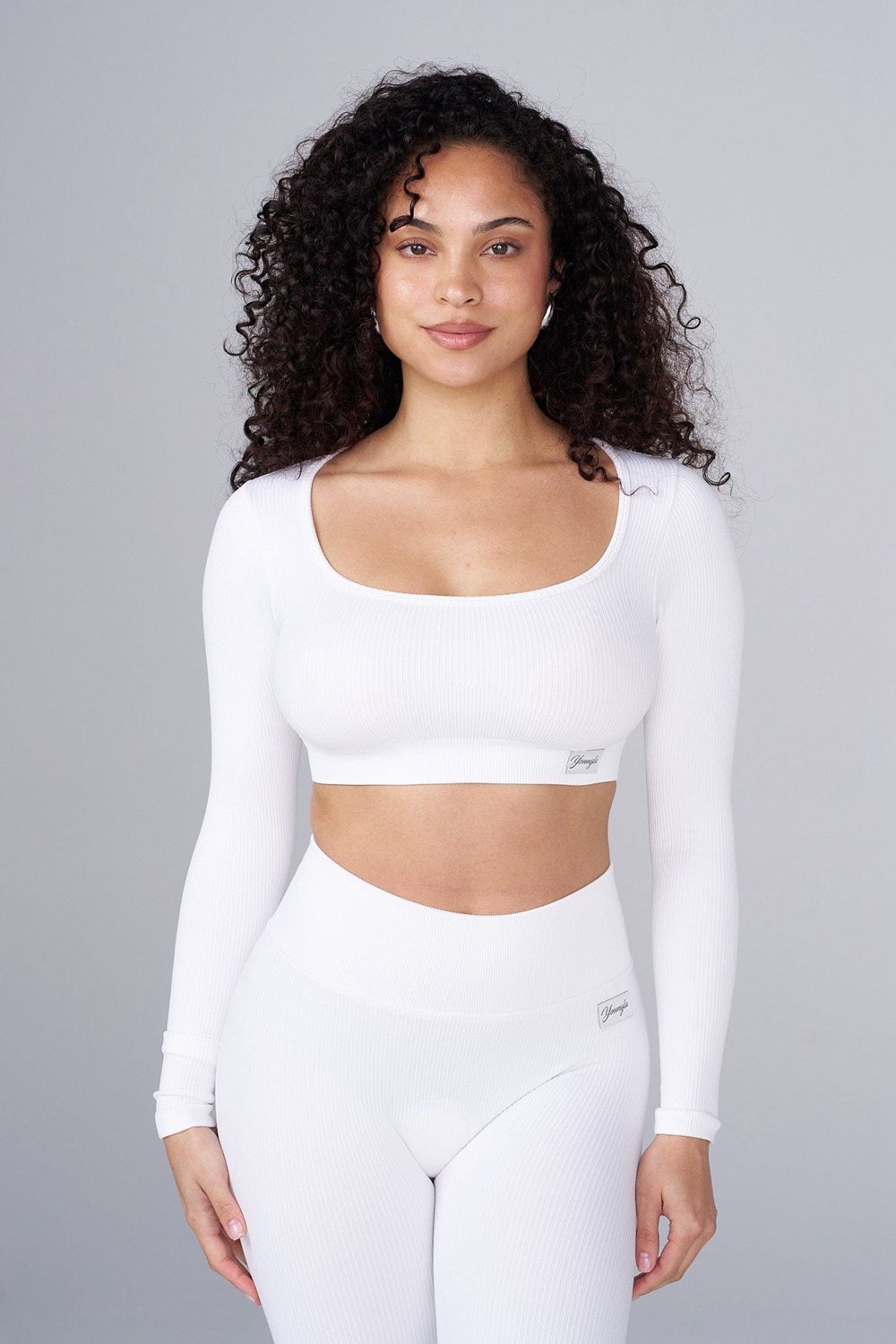 White Young LA W449 Ribbed Seamless Longsleeve Crop NZ | 9365102-GV